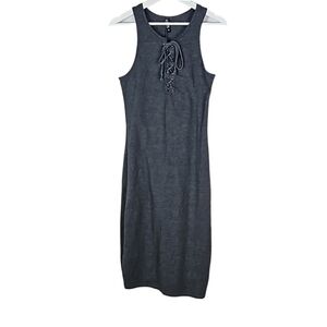 Cotton On Charcoal Gray Sleeveless Dress w/ Crisscross Tie-Close Neckline